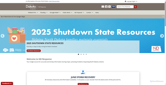 Security scan screenshot of https://ndresponse.gov/