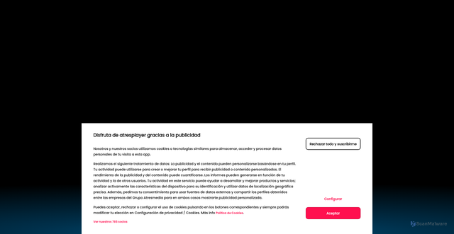 Security scan screenshot of https://atresplayer.com