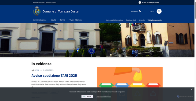 Security scan screenshot of https://www.comune.torrazzacoste.pv.it/it-it/home