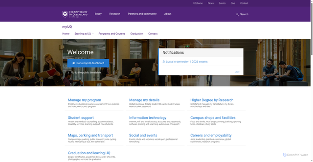 Security scan screenshot of https://my.uq.edu.au
