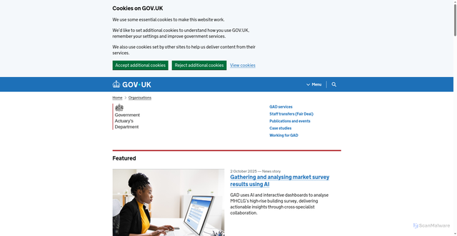 Security scan screenshot of https://www.gov.uk/government/organisations/government-actuarys-department