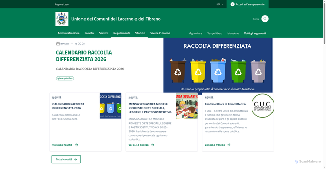 Security scan screenshot of https://www.unionelacernofibreno.it/