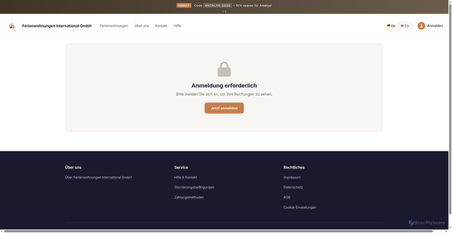 Security scan screenshot of https://ferienwohnung-portal.de/?p=9