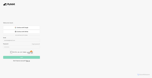 Security scan screenshot of https://app.rybbit.io