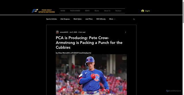 Security scan screenshot of https://www.fansonlysportz.com/post/pca-producing-pete-crow-armstrong-packing-a-punch-for-the-cubbies