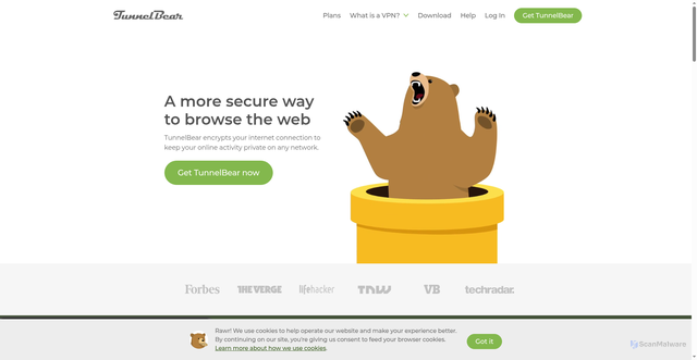 Security scan screenshot of https://tunnelbear.com