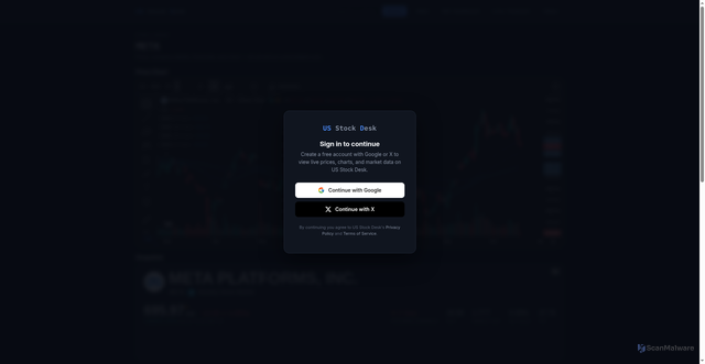 Security scan screenshot of https://usstockdesk.com/stock?symbol=META