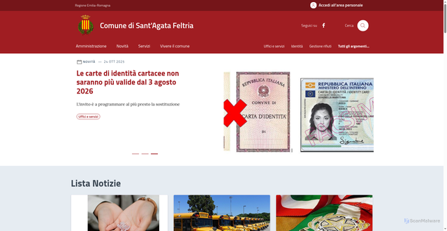Security scan screenshot of https://www.comune.santagatafeltria.rn.it
