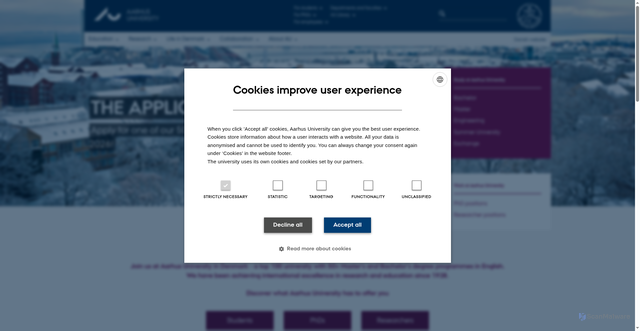 Security scan screenshot of https://international.au.dk/