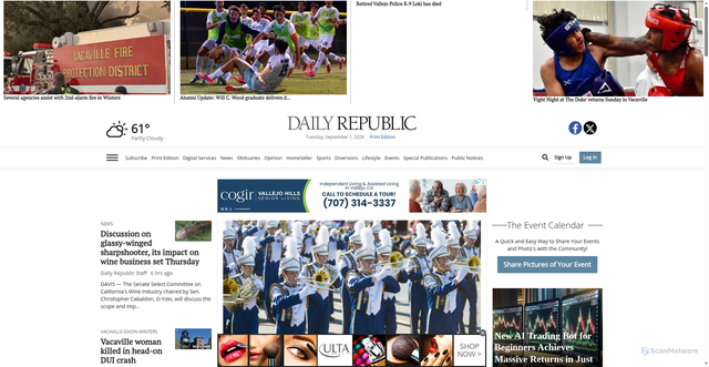 Security scan screenshot of https://www.dailyrepublic.com