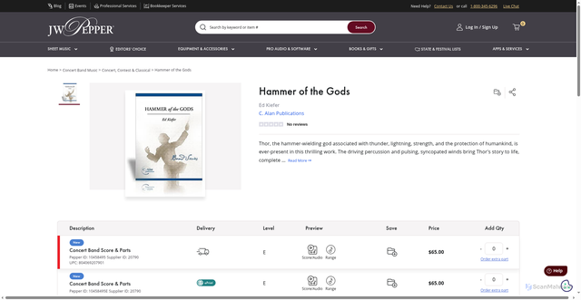 Security scan screenshot of https://www.jwpepper.com/hammer-of-the-gods-10458495/p?srsltid=AfmBOoqn5aKwZXCY7r82JoZ0tCBCsFAJBdjVjJhuevqN2x0IB5J-Fy8O