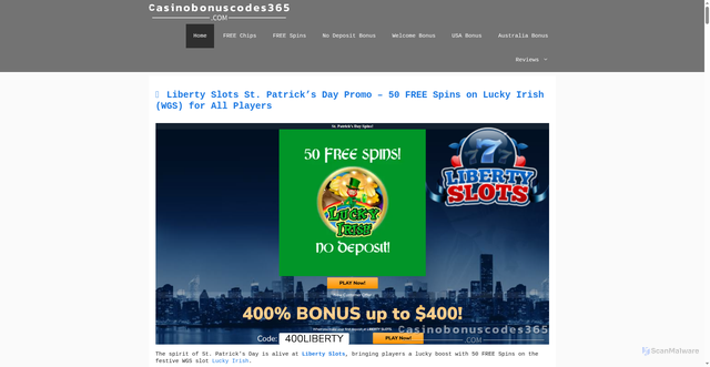 Security scan screenshot of https://casinobonuscodes365.com