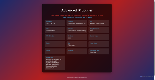 Security scan screenshot of https://ipgeolocaternewedition-6xzkau8df7.edgeone.dev/