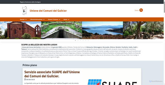Security scan screenshot of https://www.unionecomuniguilcer.it/
