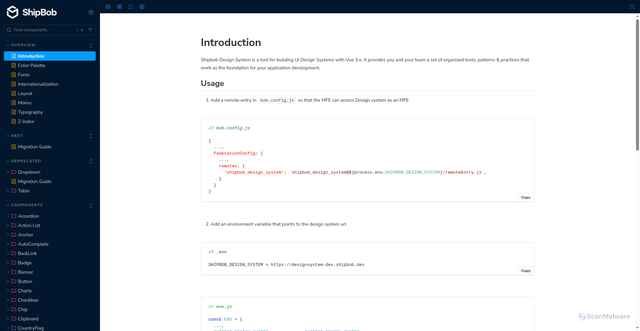 Security scan screenshot of https://designsystem.shipbob.com