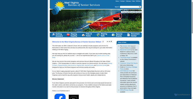 Security scan screenshot of http://www.wvseniorservices.gov/