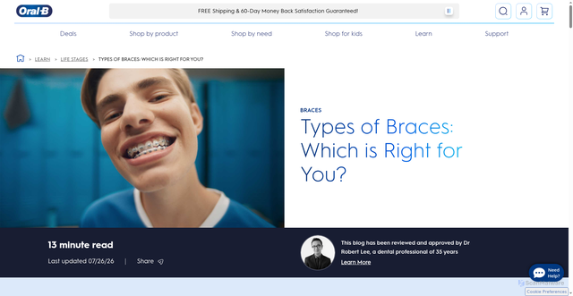 Security scan screenshot of https://oralb.com/en-us/oral-health/life-stages/braces/types-of-braces/