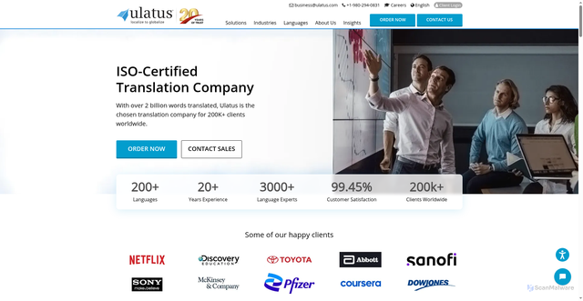 Security scan screenshot of https://www.ulatus.com