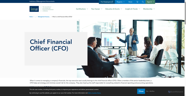 Security scan screenshot of https://www.imanet.org/career-resources/roles/cfo