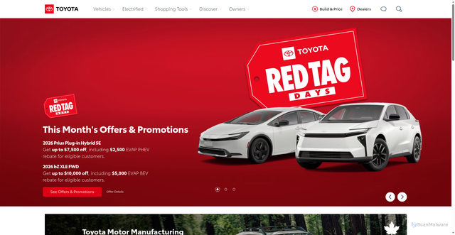 Security scan screenshot of https://toyota.ca
