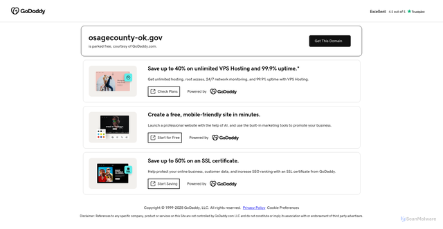Security scan screenshot of https://osagecounty-ok.gov/