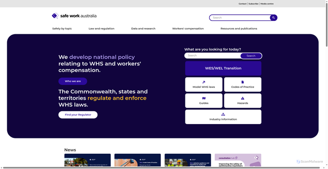 Security scan screenshot of https://www.safeworkaustralia.gov.au/