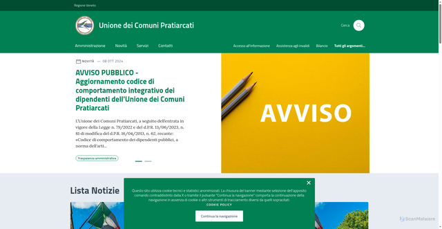 Security scan screenshot of https://unionepratiarcati.it/