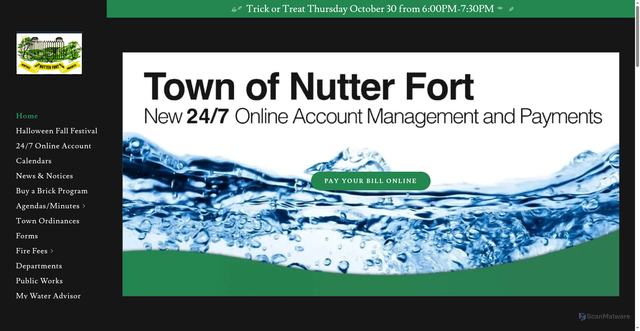 Security scan screenshot of https://townofnutterfort.gov/