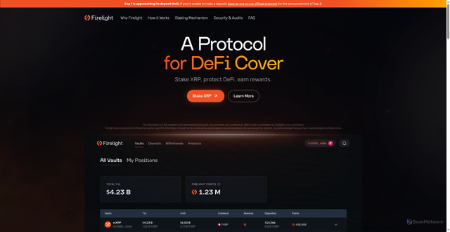 Security scan screenshot of https://www.firelight.cloud/