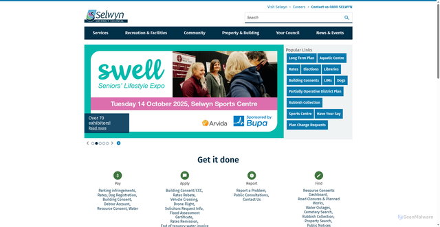 Security scan screenshot of https://www.selwyn.govt.nz/