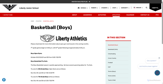 Security scan screenshot of https://libertyjr.lakotaonline.com/athletics/basketball-boys