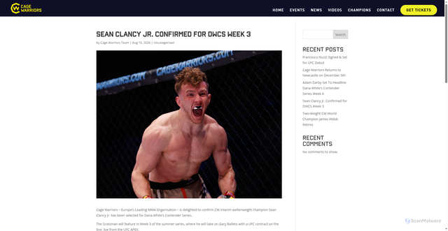 Security scan screenshot of cagewarriors.com