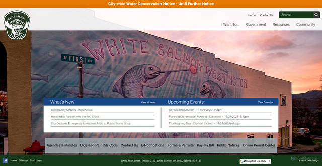 Security scan screenshot of https://www.whitesalmonwa.gov/