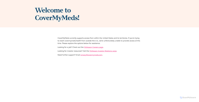 Security scan screenshot of https://covermymeds.com