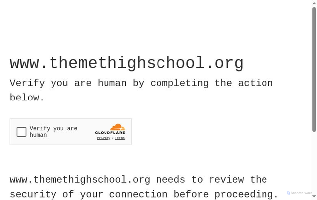 Security scan screenshot of https://www.themethighschool.org/