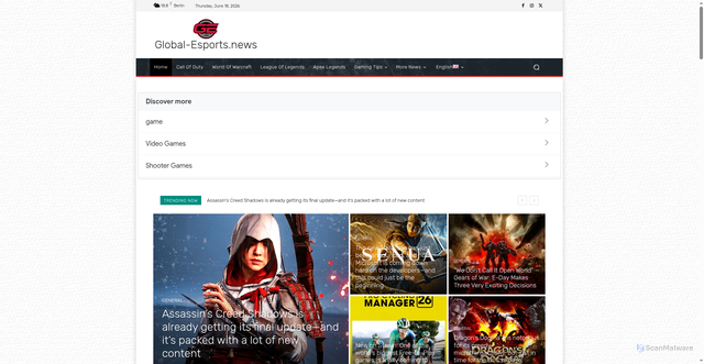 Security scan screenshot of https://www.global-esports.news