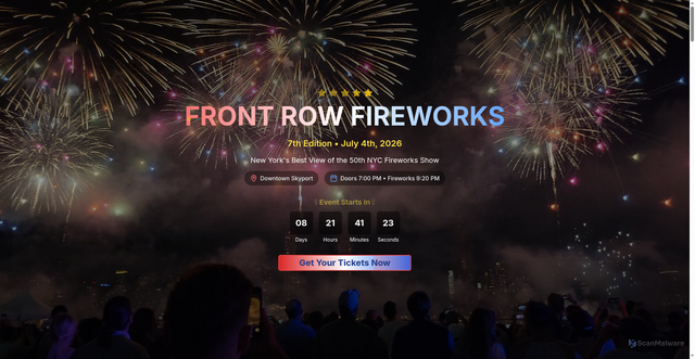 Security scan screenshot of https://www.frontrowfireworks.com/