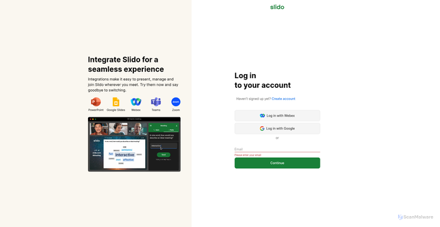Security scan screenshot of https://present.sli.do