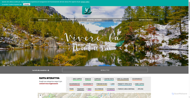 Security scan screenshot of https://www.areeprotetteossola.it/it/