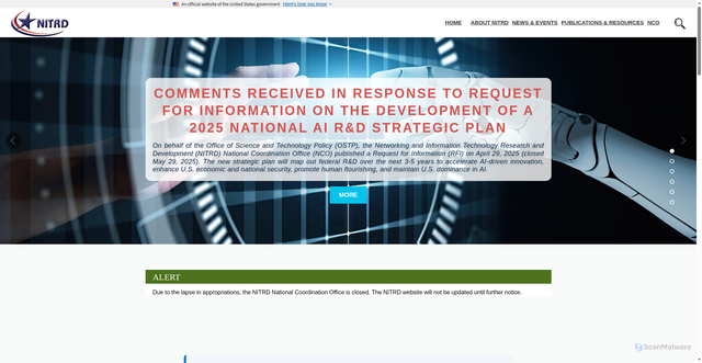 Security scan screenshot of https://www.nitrd.gov/