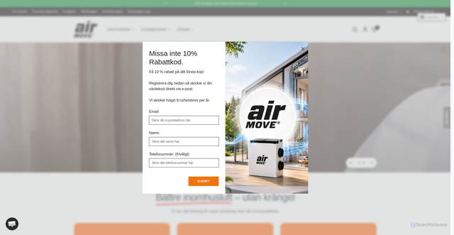 Security scan screenshot of https://airmove.se