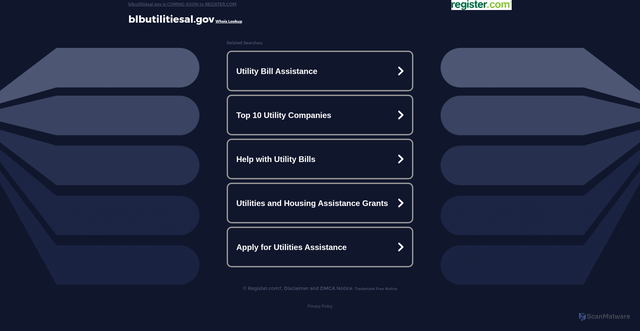 Security scan screenshot of http://blbutilitiesal.gov/