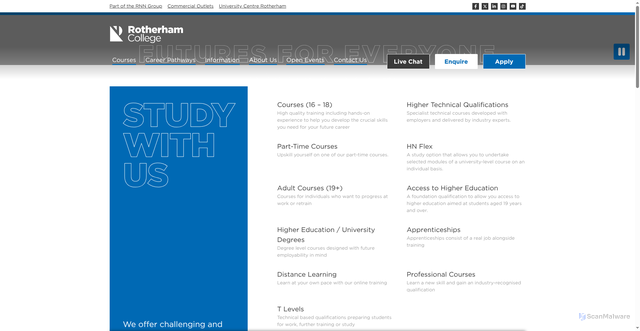 Security scan screenshot of https://www.rotherham.ac.uk/