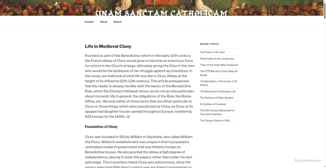 Security scan screenshot of https://unamsanctamcatholicam.com/2022/05/19/life-in-medieval-cluny/