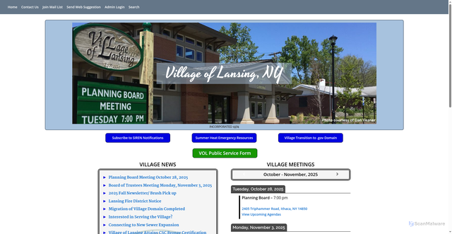 Security scan screenshot of https://villageoflansingny.gov/