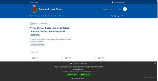Security scan screenshot of https://www.comune.luccasicula.ag.it