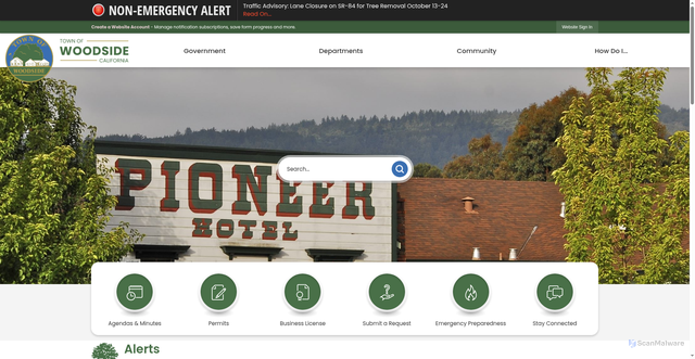 Security scan screenshot of https://woodsideca.gov/