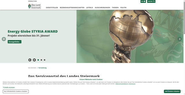 Security scan screenshot of https://steiermark.at