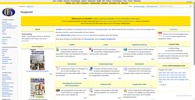 Security scan screenshot of https://wiki.genealogy.net