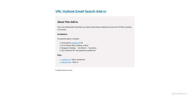 Security scan screenshot of https://outlooksearch.vrl.com.au